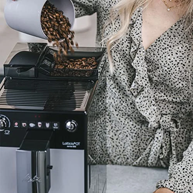 Melitta Latticia OT F300-101 Kaffeevollautomat mit LATTEperfection Milchsystem, flüsterleisem Mahlwerk, One Touch Funktion und XL Wassertank und – Bohnenbehälter,1,5l, silber, Silber/Schwarz – Bild 5
