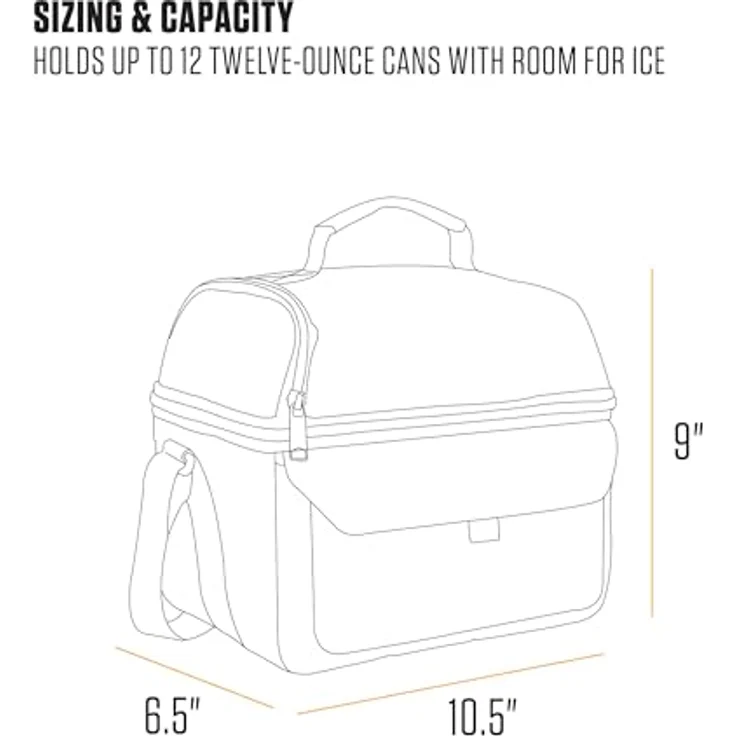Carhartt Lunchbox, große isolierte Lunchtasche mit 12 Dosen, 2 Fächern, langlebig, in Kies – Bild 5