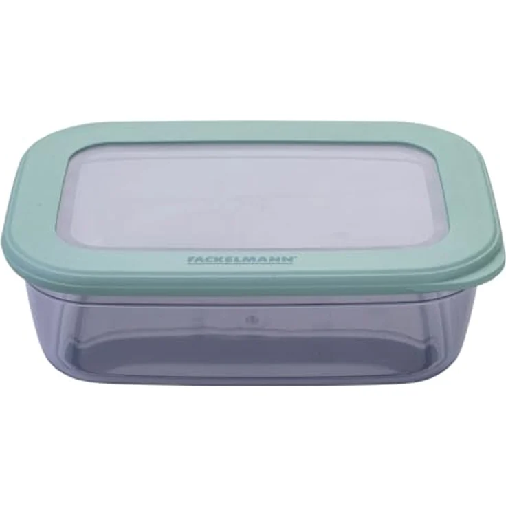 FACKELMANN Vorratsbox 1200ml, transparente Aufbewahrungsbox mit rauchgrünem Deckel, spülmaschinenfest, ideal für Meal Prep und unterwegs – Bild 1