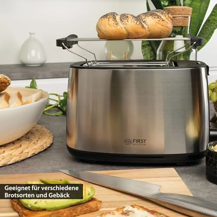 TZS First Austria 2-Scheiben Toaster i Selbstzentrierfunktion i 7 Bräunungsstufen i Auftau- und Aufwärmfunktion i Brötchenwärmer i 650-750W – Bild 5