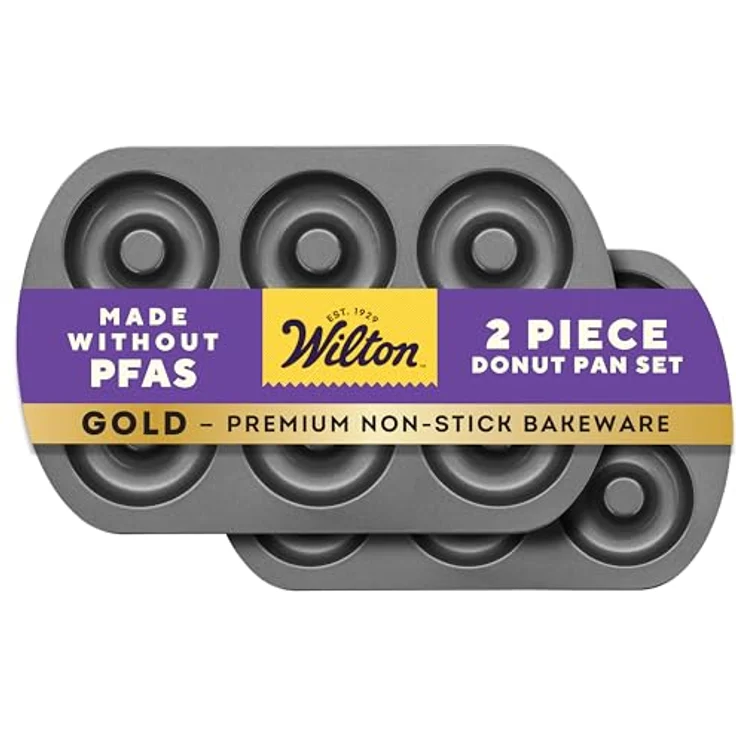 Wilton Donut-Backform mit 6 Mulden 6 Mulden (2 Stück) 2 Packung grau – Bild 2