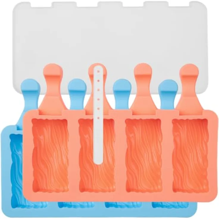 Lurch Eisform Wave, Silikon Popsicles 2er Set mit Deckel, wiederverwendbar für Kinder und Erwachsene, BPA-frei, einfache Eisherstellung