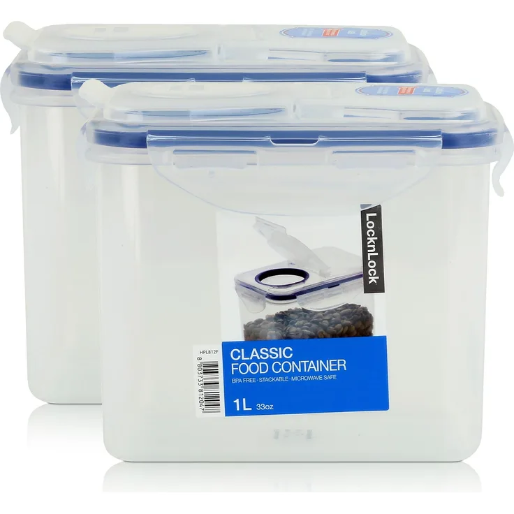 iSi LocknLock Classic HPL812F Frischhaltedose 1L - Luft & Wasserdicht (2er Pack) - Transparent