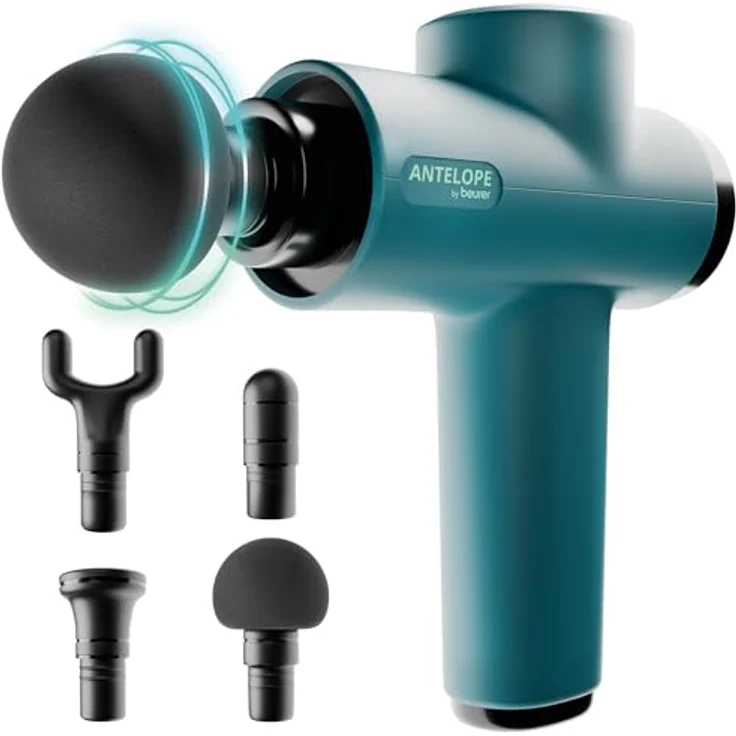 Beurer Antelope BOOM Massagepistole, kompakte Massage Gun mit 4 Aufsätzen, 5 Intensitätsstufen, für Triggerpunktmassage und Regeneration, leicht und leistungsstark – Bild 1