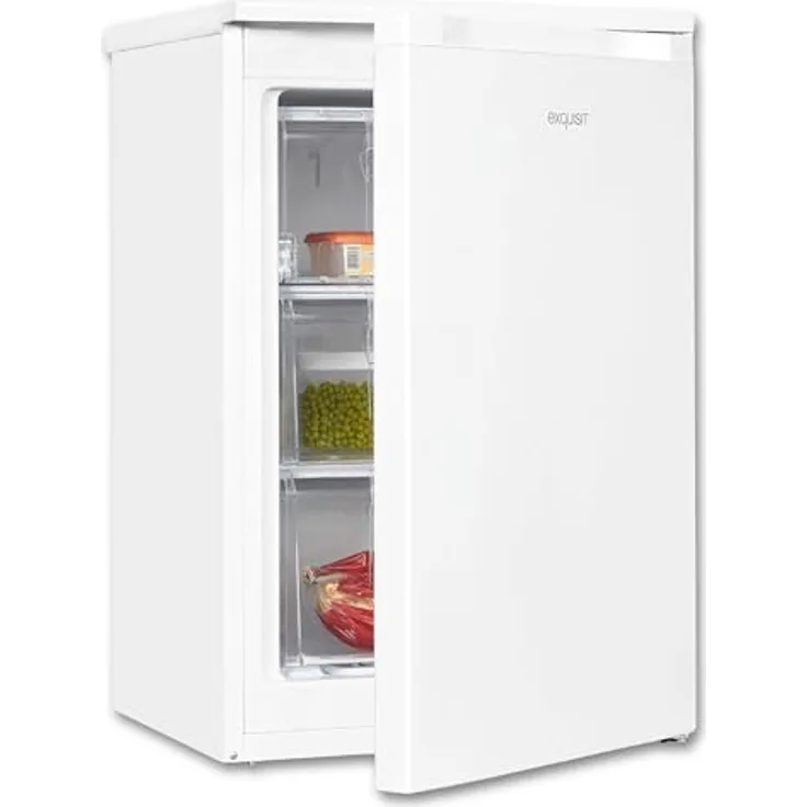 Exquisit Gefrierschrank GS81-050C, 85 Liter, 4-Sterne-Gefrieren, klein und kompakt, 2 Gefrierschubladen, 1 Gefrierfach, weiss