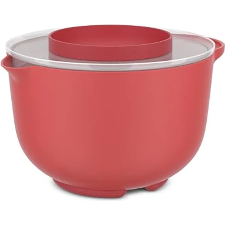 Mepal Rührschüssel Chef it, 3000 ml mit Deckel, Anti-Rutsch Boden, mikrowellen- und spülmaschinengeeignet, hitzebeständig bis 110°C, Coral