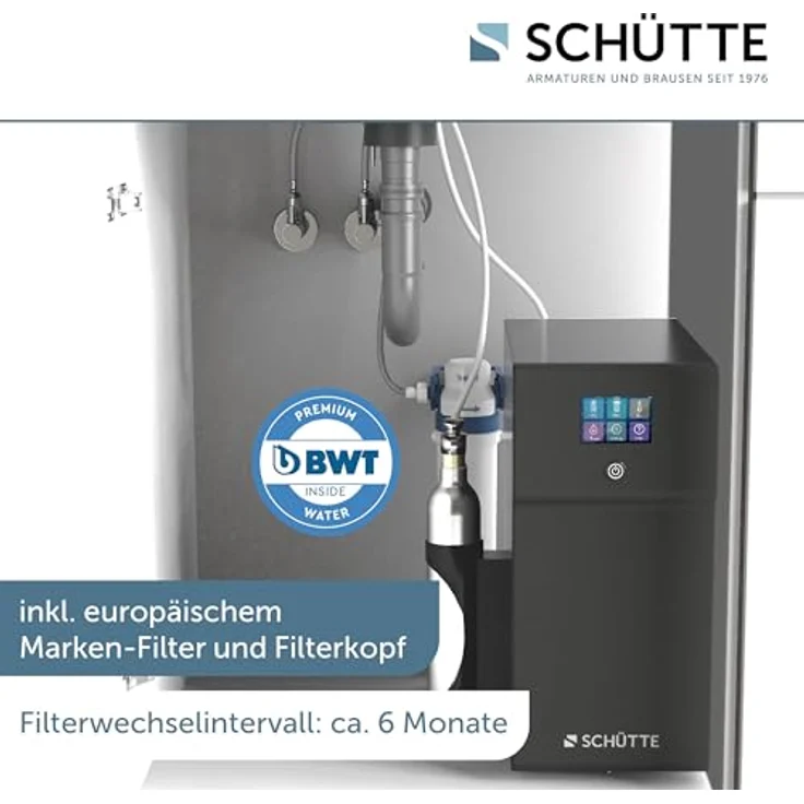 Schütte AQUASTAR PREMIUM Sprudelwasser Küchenarmatur mit Kühl- und Filtersystem, 360° schwenkbar, Chrom – Bild 3