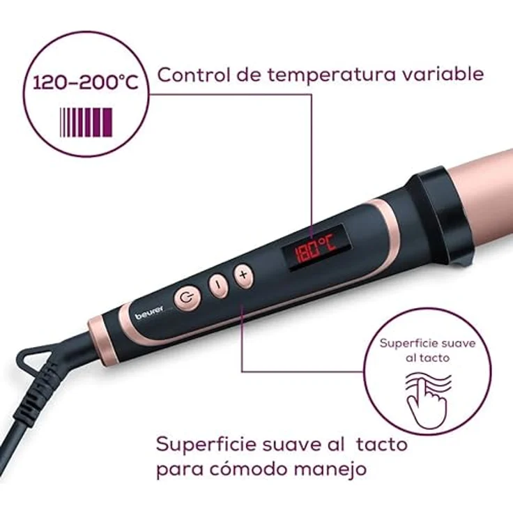 Beurer HT 62 kegelförmiger Lockenstab mit Keramik-Keratin-Beschichtung, Schnellaufheizung, Abschaltautomatik und Soft-Touch Oberfläche, inklusive hitzebeständigem Schutzhandschuh – Bild 5
