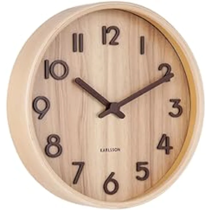 Karlsson Pure Wall Clock, Hellbraun, runde Wanduhr aus Holz, Ø22 cm, CE-zertifiziert – Bild 1