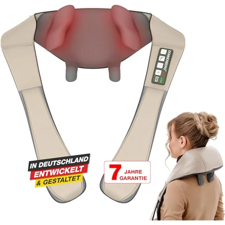 Donnerberg Proneck MARKTNEUHEIT 2024 Professionelles Nackenmassagegerät mit Wärme und Markenakku - Beige – Bild 1