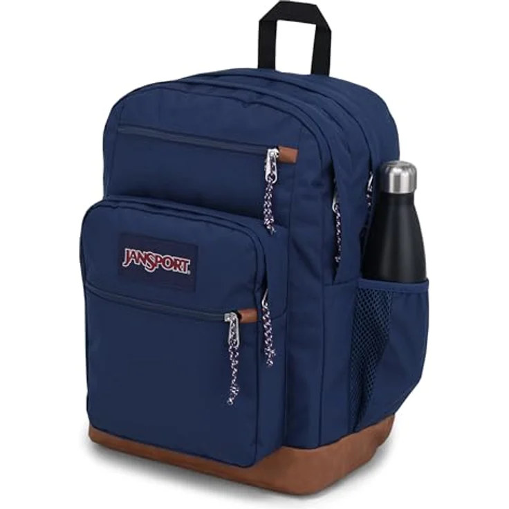 Jansport Cool Student Freizeitrucksack mit 15-Zoll Laptopfach, Kunstlederbesatz, ergonomische Schultergurte, schwarz – Bild 1