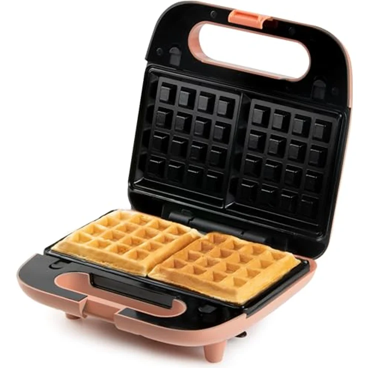 Domo DO1106C Sandwichmaker/Waffeleisen 2 in 1 mit Wechselplatten, Lachs – Bild 2