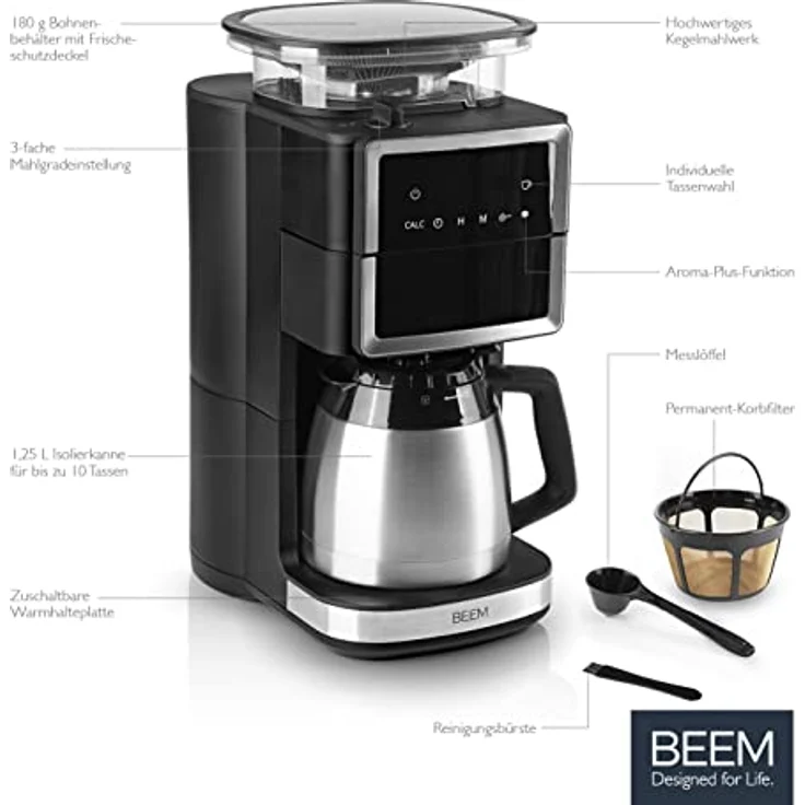 BEEM FRESH-AROMA-PERFECT III Filterkaffeemaschine mit Mahlwerk - Thermo – Bild 3