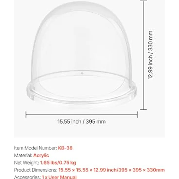 VEVOR Zuckerwattemaschinen-Abdeckung, transparente Acrylkuppel für 15 Zoll Schüsseln, stabiler Blasenschutz und einfache Reinigung – Bild 7