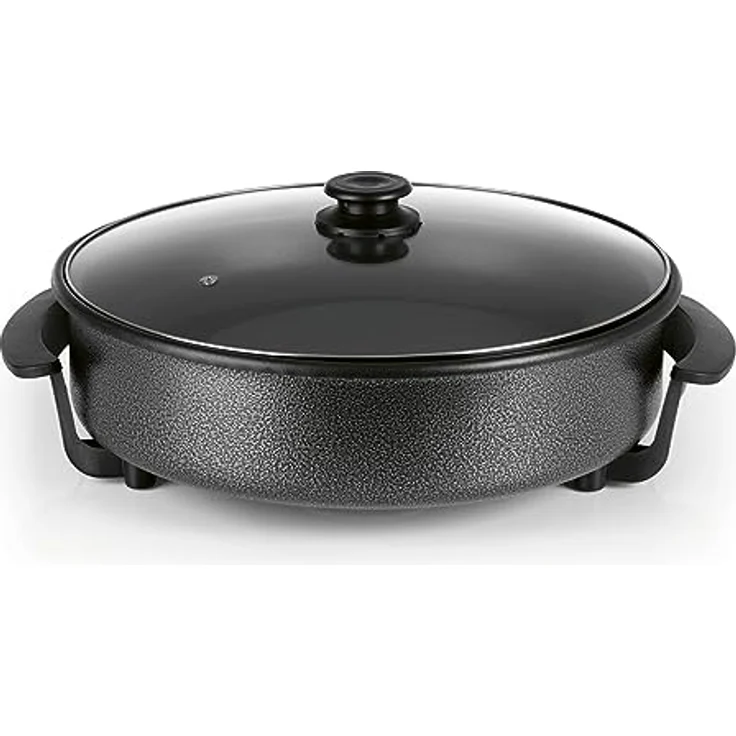 GOURMETmaxx Elektrische Multifunktionspfanne ⌀ 40cm | Hot Pot mit Thermostat, Glasdeckel & Antihaftbeschichtung | XXL Volumen - optimal als Paellapfanne, Schmorpfanne & Wok | 1500W [Schwarz] – Bild 1