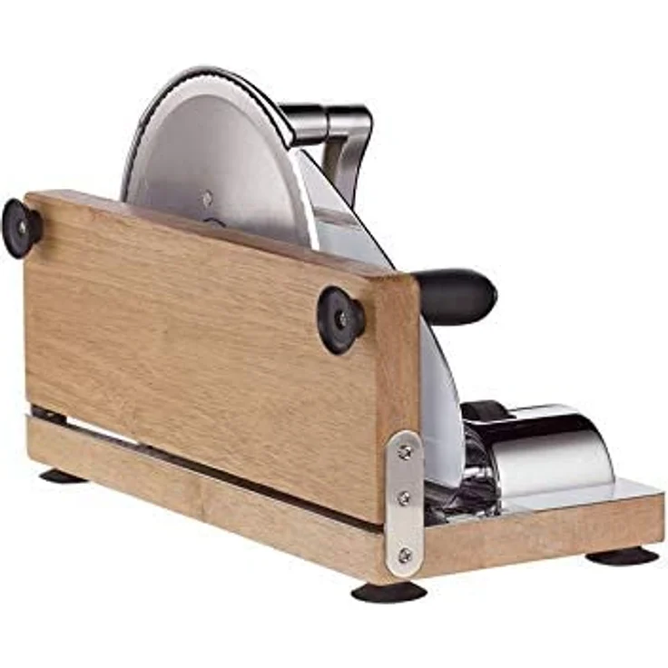 Zassenhaus Brotschneidemaschine klappbar VINTAGE | Chrom | manuell | mit integriertem Krümelfach | Solinger Klingenstahl | Aufschnittmaschine Schinken | Schnittstärken: 1-20mm | Maße: 41.5x27x27cm – Bild 3