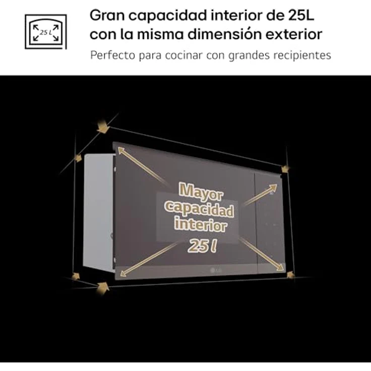 LG Mikrowelle mit Grill MG7Z2593B, 900 W, 25 l, schwarze Stahloberfläche, Touch-Steuerung, automatische Menüs – Bild 3