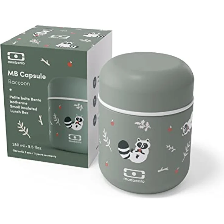 Monbento Kids Small Insulated Container MB Capsule Raccoon - Leakproof and Insulated - Small Lunch Box Keeps, Lunchbox – Bild 4