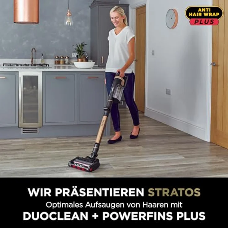 Shark Stratos Akku-Staubsauger IZ400EUTBK, kabellos, beutellos, bis 60 Min. Laufzeit, für Tierhaare und Allergiker, grau/roségold mit Auto-Kit und Knickgelenk-Rohr – Bild 2