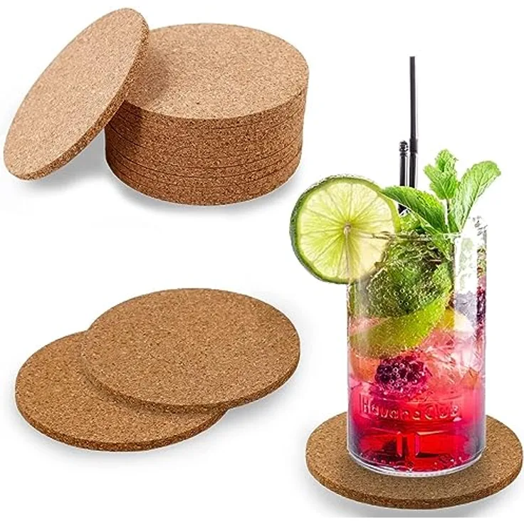 wortek Kork Untersetzer 10er Set - Korkuntersetzer rund 10cm Kork Untersetzer - Kork Tassen Untersetzer Gläser Kork - Glasuntersetzer Kork für Raclette, Tee, Kaffee, Cocktail - Korkdeckel rund