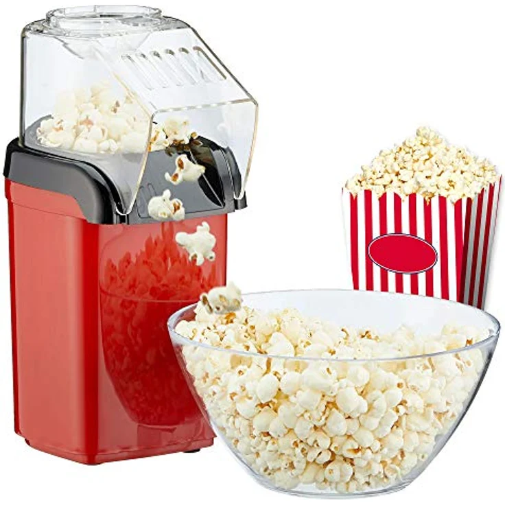 Popcornmaschine Popcorn Maker für Zuhause | leistungsstarke fettfreie schnelle Zubereitung mit Heißluft | 1200W | inkl Messbecher – Bild 1