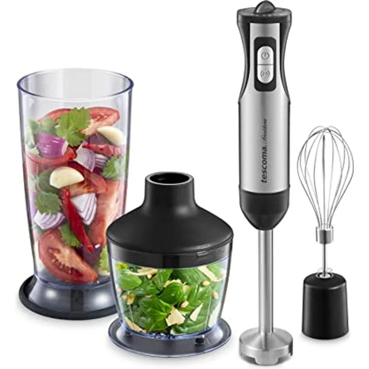 Tescoma Stabmixer PRESIDENT, mit 6 Geschwindigkeiten und PULSE-Funktion, inkl. 800 ml Becher und Zerkleinerer, schwarz – Bild 1