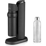 bubliq glass carbonator, Wassersprudler aus Edelstahl mit 1 l Glasflasche, minimalistisches Design, Mattschwarz Finish, Turnlock-Mechanismus