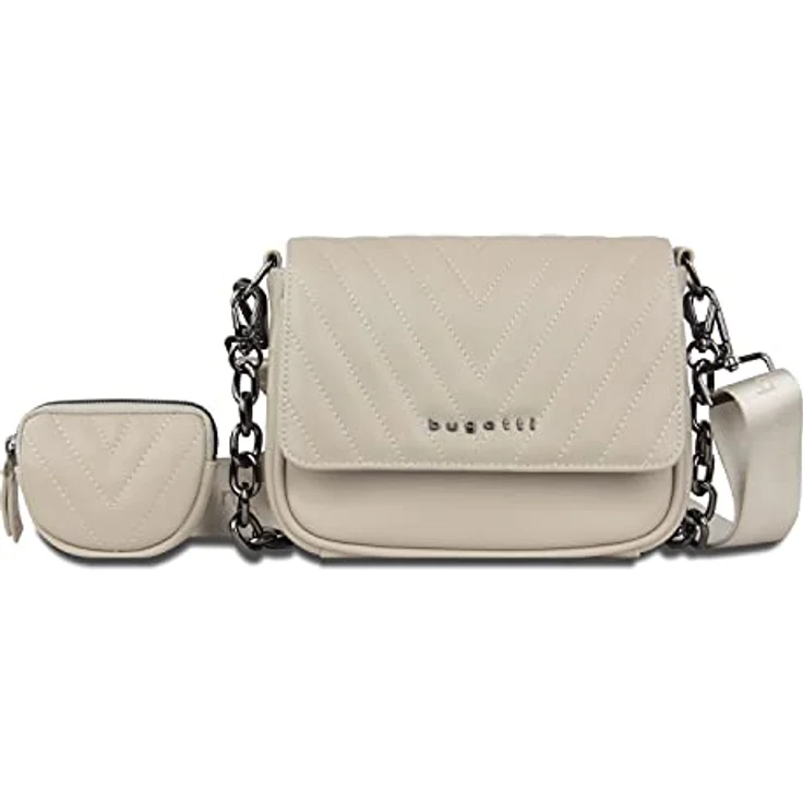 Bugatti Sira Crossover Bag, stylishe Umhängetasche aus Kunstleder mit trendiger Steppung, nude – Bild 1