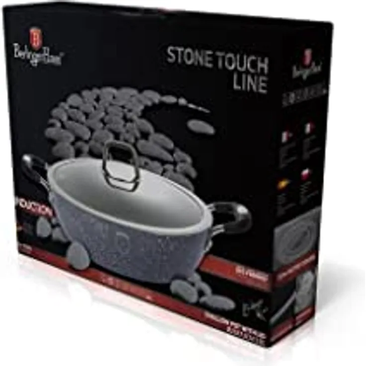 Berlinger Haus Flacher Topf mit Deckel, 28 cm, Grey Stone Touch Line, BH-1158