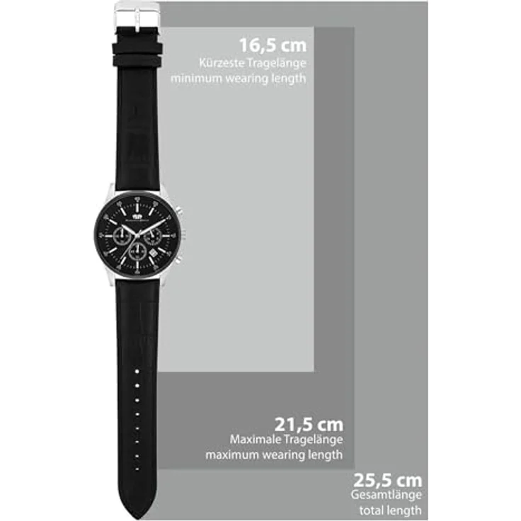 Rhodenwald & Söhne Chronograph Goodwill schwarz, aus Edelstahl, Herrenuhr mit Quarzwerk und Lederarmband – Bild 3