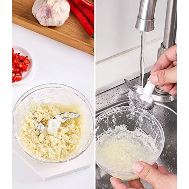Cheffinger Zerkleinerer Multischneider Manuell, 900ml Behälterkapazität, weiß/grün – Bild 4