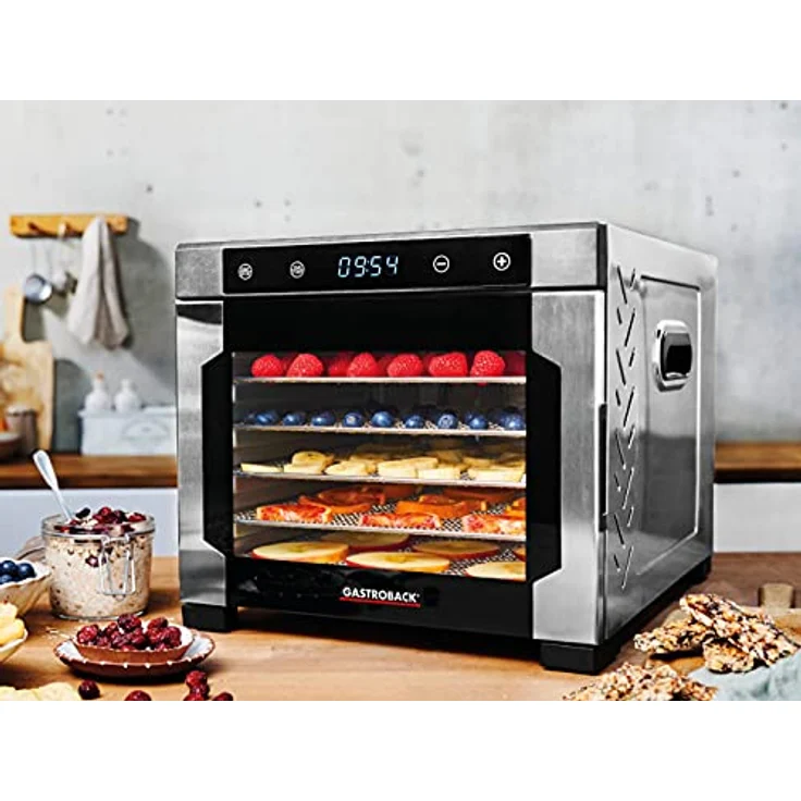 Gastroback DESIGN DÖRRAUTOMAT PRO, 600 Watt, 6 Dörrgitter, Edelstahl, schwarz, 24-Stunden-Timer – Bild 2