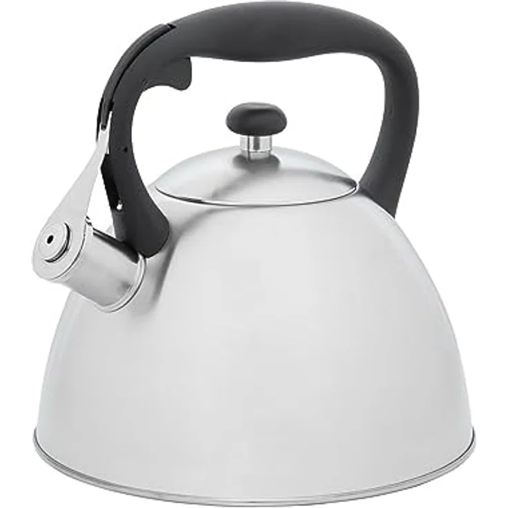RESTO 90601 Flötenkessel, Pfeifkessel, Wasserkessel - Wasserkocher mit mehrschichtigem Kapselboden – Pfeifenkessel 3 Liter für alle Herdarten hellgrau, matt – Bild 1