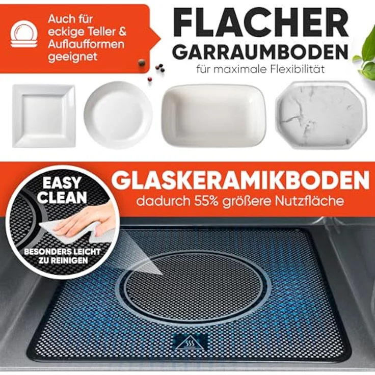 ProfiCook PC-MWG 1204 Mikrowelle mit Grill, 23 Liter Garraum, 800 Watt, Standgerät, doppelverglaste Vertikal- Tür mit hochwertigem Edelstahlgriff – Bild 2