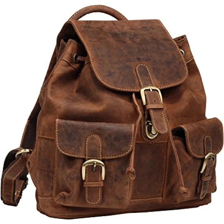 Greenburry Vintage City Rucksack, 100% Leder, 35 cm, braun