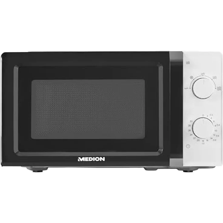 MEDION Mikrowelle (20 Liter, 700 Watt, klein kompakt und platzsparend, 5 Mikrowellenstufen, Auftaufunktion, Timerfunktion, MD11475) weiß – Bild 1