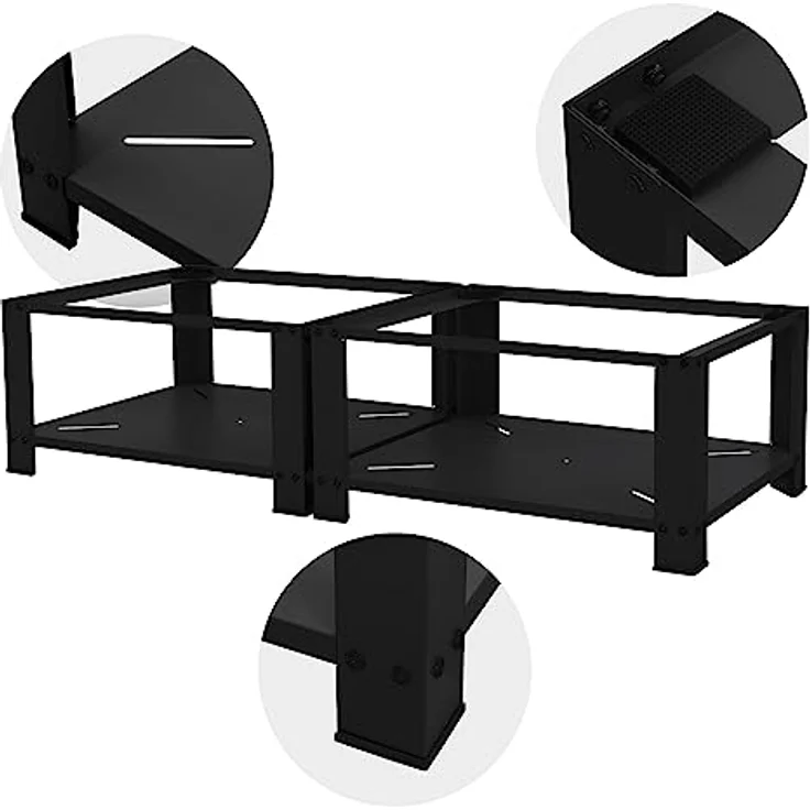 ML DESIGN modern living Doppel Waschmaschinen Untergestell mit 2 Ablagen, Schwarz 128x54cm Stahl, 2x 150kg, Stabiler Waschmaschinensockel 2-Fach, 32cm hohes Podest, Erhöhung Unterbau Doppeluntergestell Doppelpodest – Bild 3