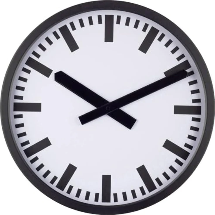 EuroTime BIG Bahnhofsuhr, Funk-Wanduhr im matt-schwarzen Metallgehäuse, 35 cm – Bild 2