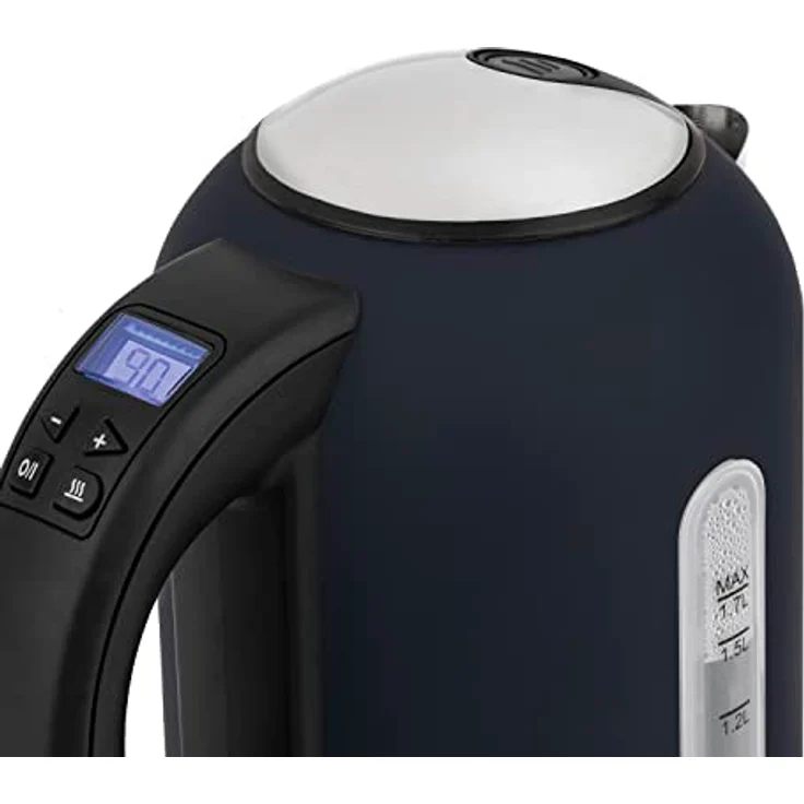 H.Koenig BOE56 Elektrischer Wasserkocher, 2200 W, Kapazität 1,7 l, Basis 360 Grad, Dunkelblau, LCD. – Bild 5