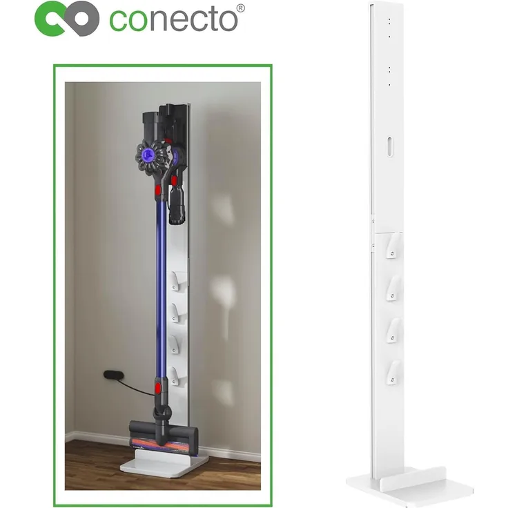 SatChef conecto Staubsauger Ständer Halterung für Dyson V6, V7, V8, V10, V11, V12, V15, Gen5, Bodenständer mit vier Zubehörhaltern, weiß