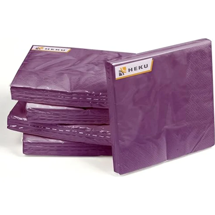 HEKU 100 einfarbige Servietten, 3-lagig, 33x33cm, lila, hoch saugfähig, praktische 5er-Packung für Veranstaltungen & Gastronomie – Bild 5