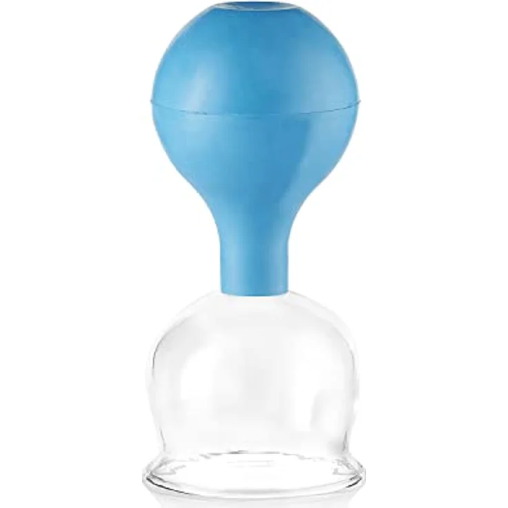 pulox Schröpfglas aus Echtglas inkl. Saugball in Blau, 62 mm – Bild 1