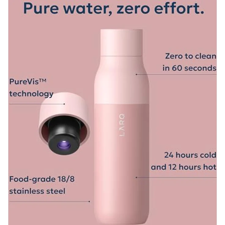 LARQ Trinkflasche selbstreinigend PureVis isoliert 500 ml Himalaya pink – Bild 3