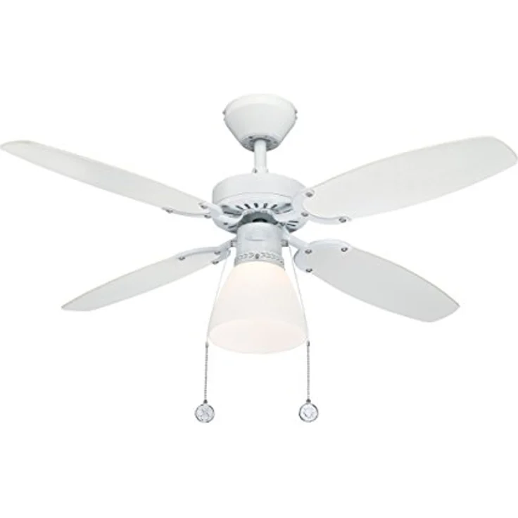 Westinghouse Lighting Capitol, Deckenventilator, Einzelleuchte mit Opalmilchglas, metall, 42 W, Ausführung in Weiß mit Wendeflügeln in Weiß|Buche, 105 x 105 x 44 cm – Bild 4