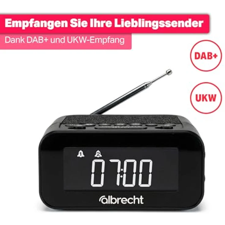 Albrecht DR451 DAB+/UKW Radiowecker mit Dimmfunktion, Musik-Streaming und ASA Warnsystem (Schwarz) – Bild 3