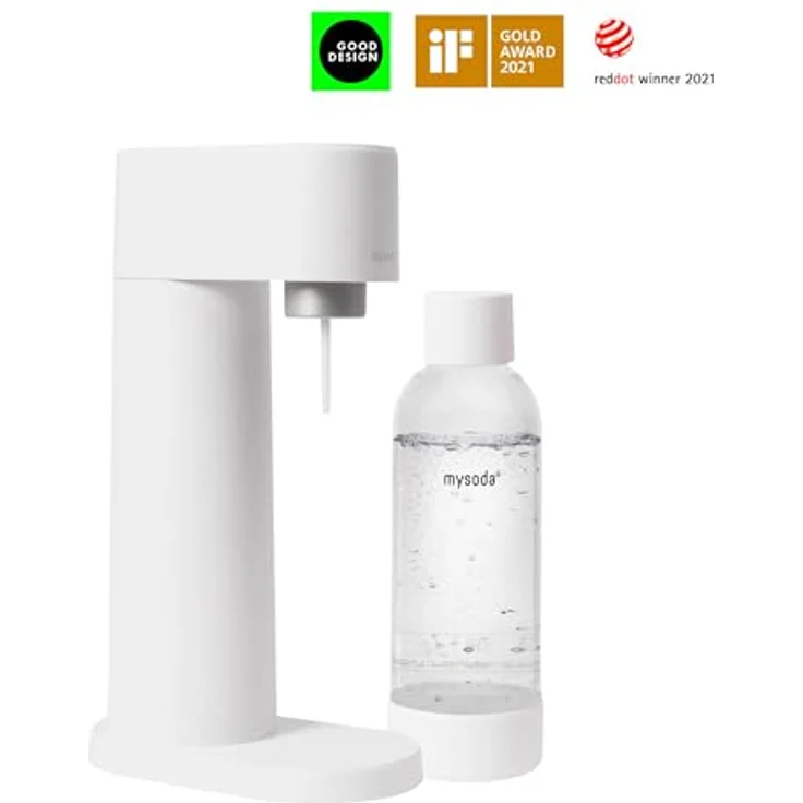 Mysoda Woody Wassersprudler, inkl. 1 Liter PET-Flasche, 60L CO2-Zylinder, weiß – Bild 3