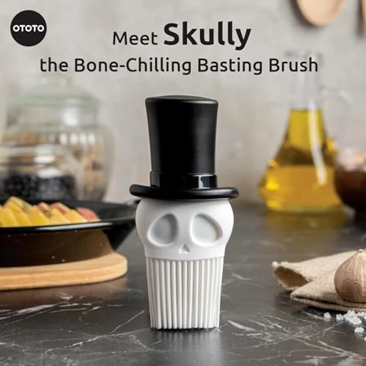 OTOTO Skully Backpinsel, Silikon-Küchenbürste im Totenkopf-Design, spülmaschinenfest, BPA-frei – Bild 3