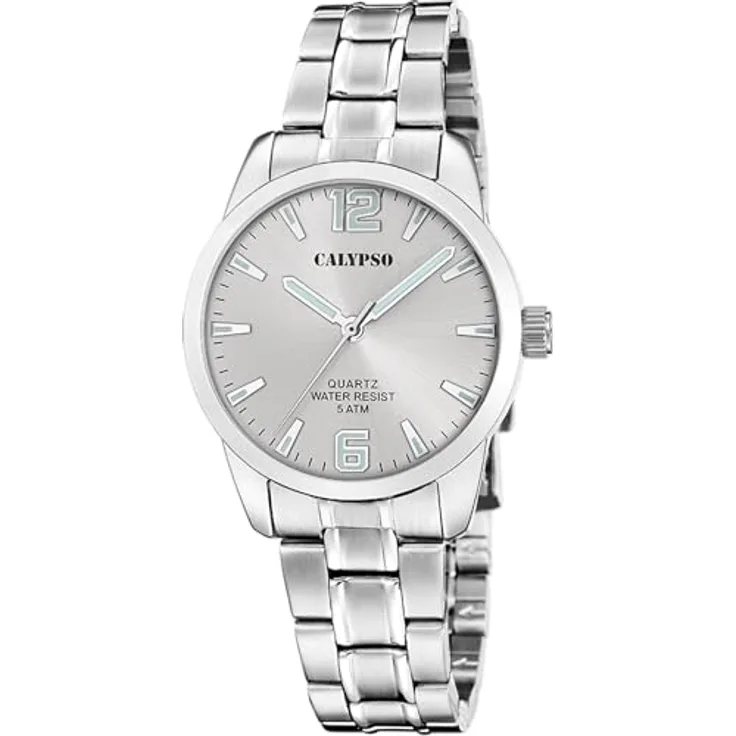 CALYPSO WATCHES Quarzuhr Basic K5867/2, Damenuhr mit silberfarbenem Edelstahlarmband, analog, wasserdicht bis 5 bar, 32 mm Gehäusedurchmesser