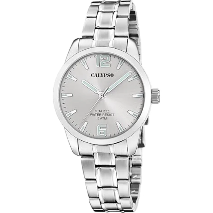 CALYPSO WATCHES Quarzuhr Basic K5867/2, Damenuhr mit silberfarbenem Edelstahlarmband, analog, wasserdicht bis 5 bar, 32 mm Gehäusedurchmesser – Bild 1