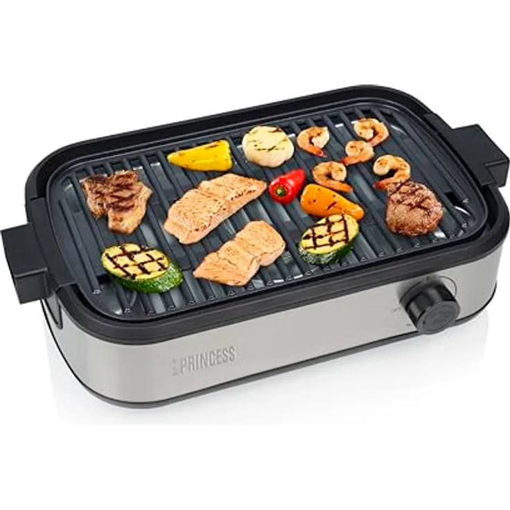 Princess Table Chef Purify, Raucharmer Elektrogrill mit Luftfiltersystem, 1800 W, PFAS-freie Keramikbeschichtung, 35 x 21 cm Grillfläche, Einstellbares Thermostat, 103215